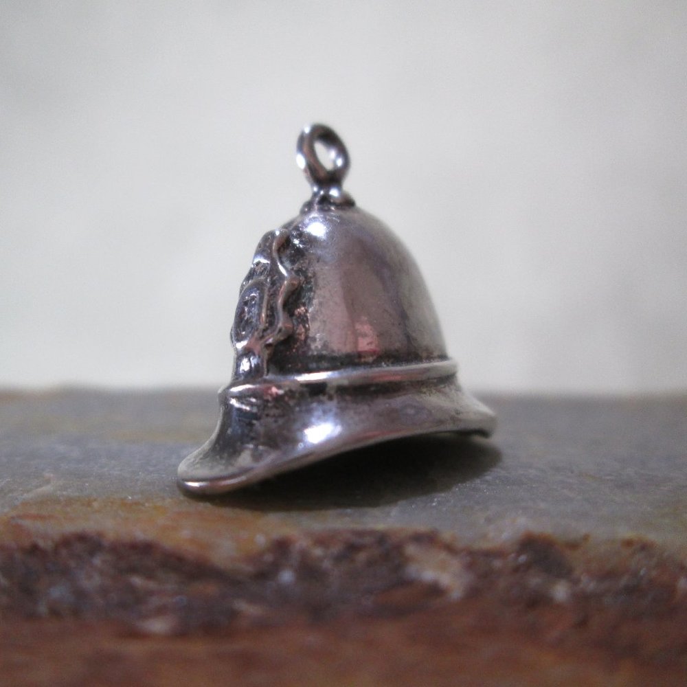 British Police Helmet Bracelet Charm, Sterling Silver Bobby's Hat